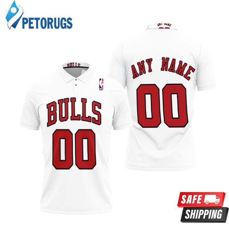 Personalized Chicago Bulls Any Name 00 Throwback 90s White Inspired Style Polo Shirts