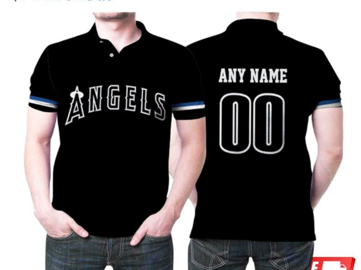 Personalized Los Angeles Angels 00 Anyname 2020 Mlb Golden Black Inspired  Style Gift For Los Angeles Angels Fans Polo Shirts - Peto Rugs