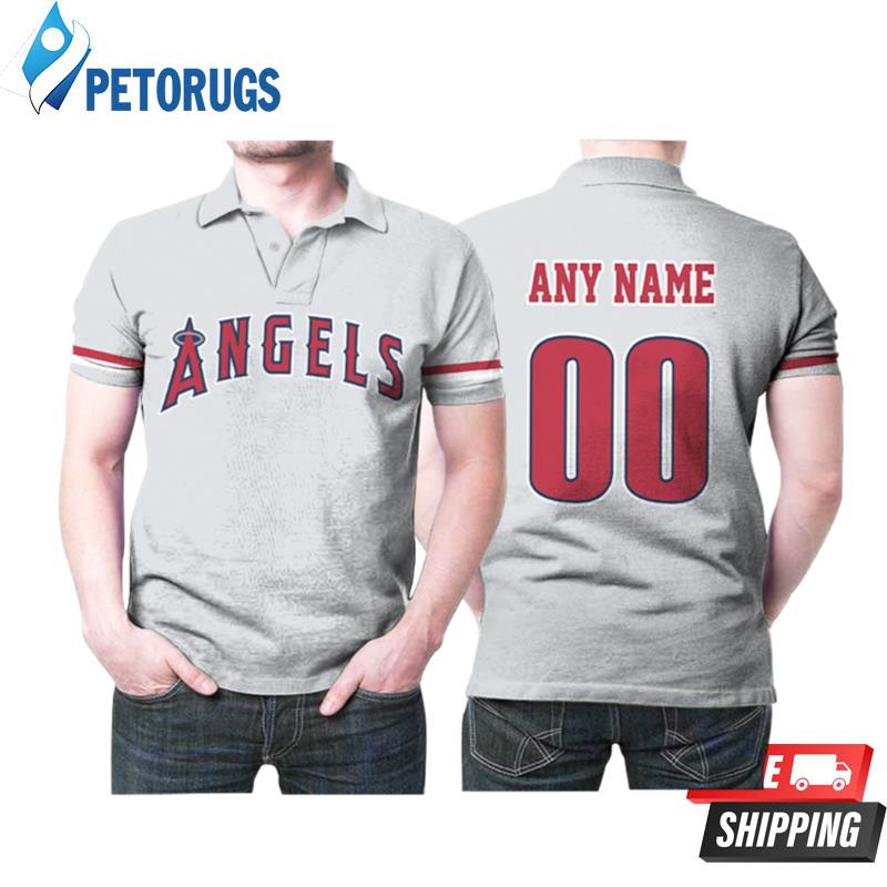 Personalized Los Angeles Angels 00 Anyname 2020 Players Grey Inspired Style Polo Shirts