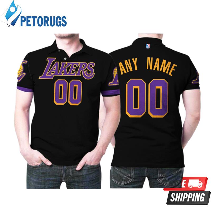 Personalized Los Angeles Lakers Any Name 2020-21 Earned Edition Black Inspired Style Polo Shirts