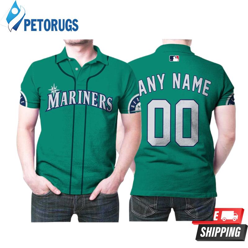 Personalized Seattle Mariners 00 Anyname Majestic Northwest Green Inspired Style Polo Shirts