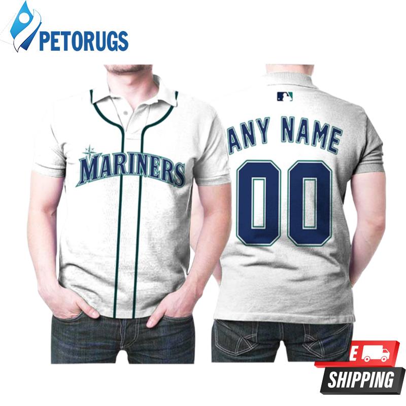 Personalized Seattle Mariners 00 Anyname Majestic White Inspired Style Polo Shirts