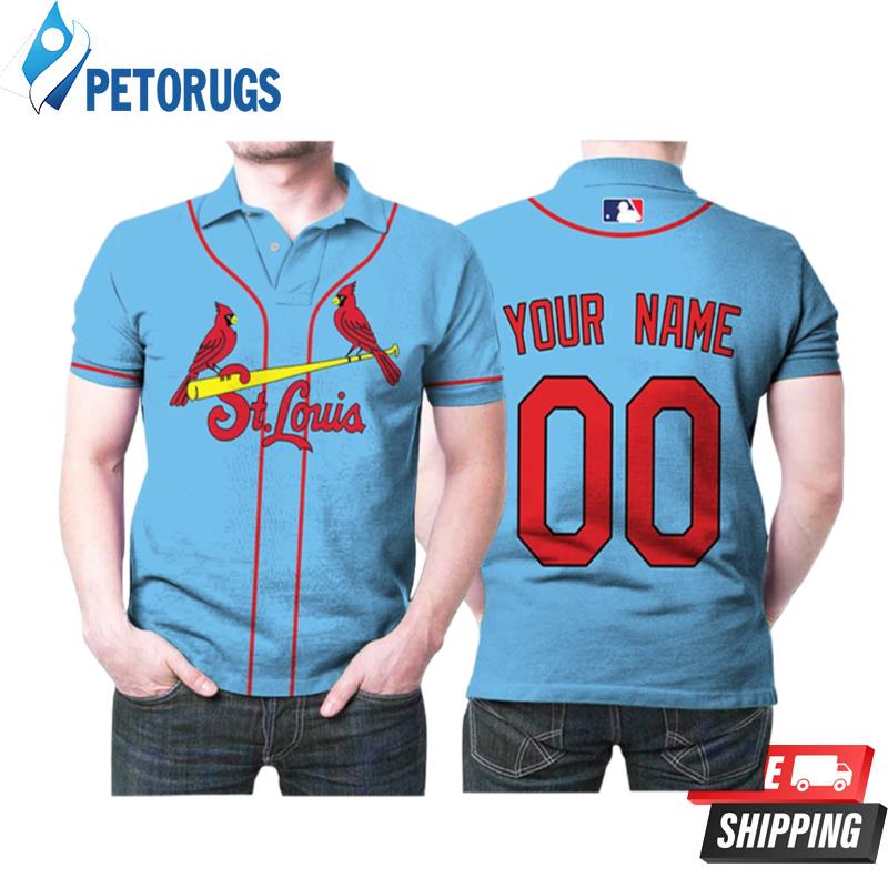 Personalized St Louis Cardinals Your Name 00 Light Blue 2020 Inspired Style Polo Shirts