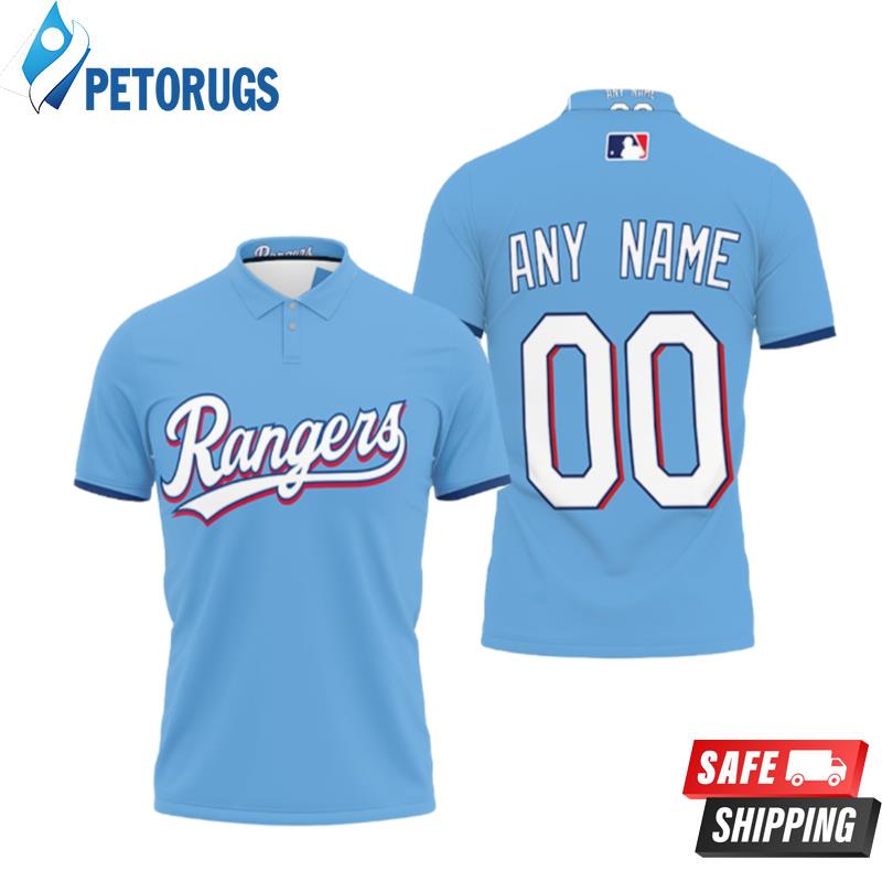 Personalized Texas Rangers 00 Any Name 2020 Mlb Team Light Blue Inspired Style Polo Shirts
