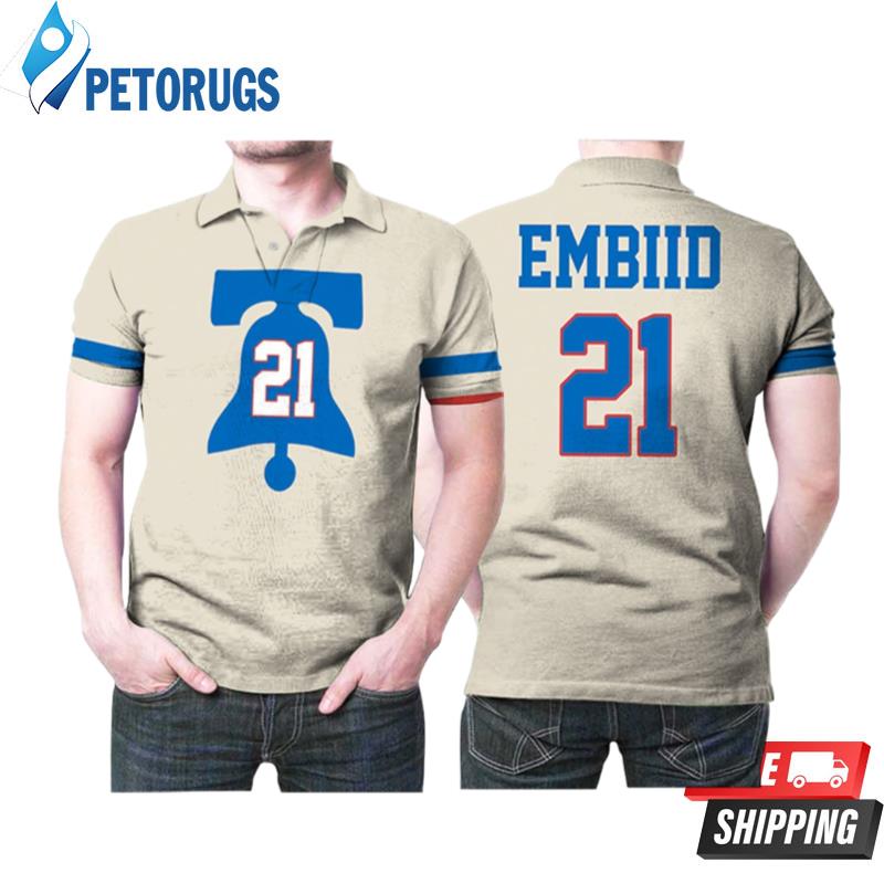 Philadelphia 76ers Joel Embiid 21 Great Player Earned Edition Cream Nba Embiid Lovers Polo Shirts