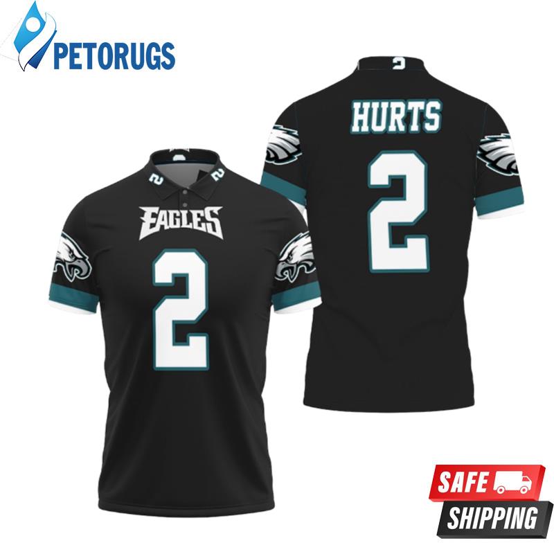 Philadelphia Eagles Jalen Hurts 2 Nfl Black Inspired Style Polo Shirts