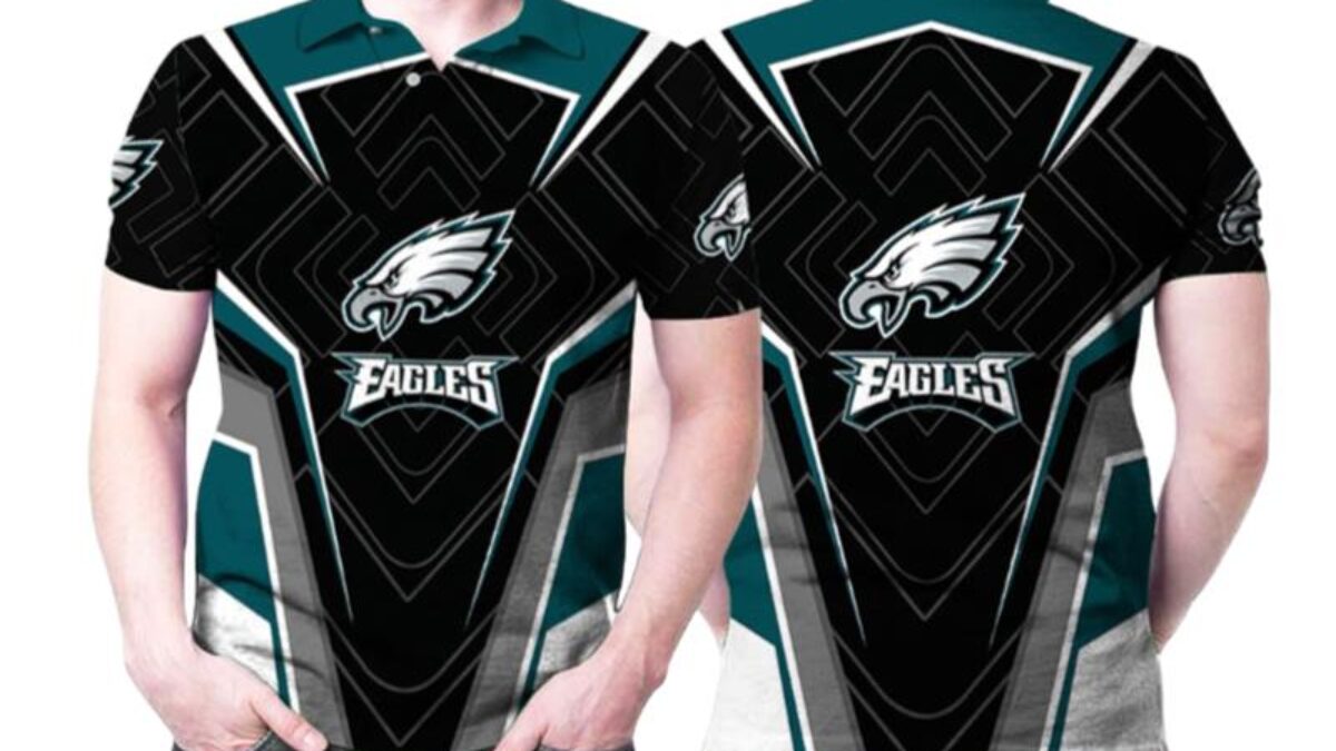 Mens NFL Team Apparel PHILADELPHIA EAGLES Football Polo Golf Shirt BLA –