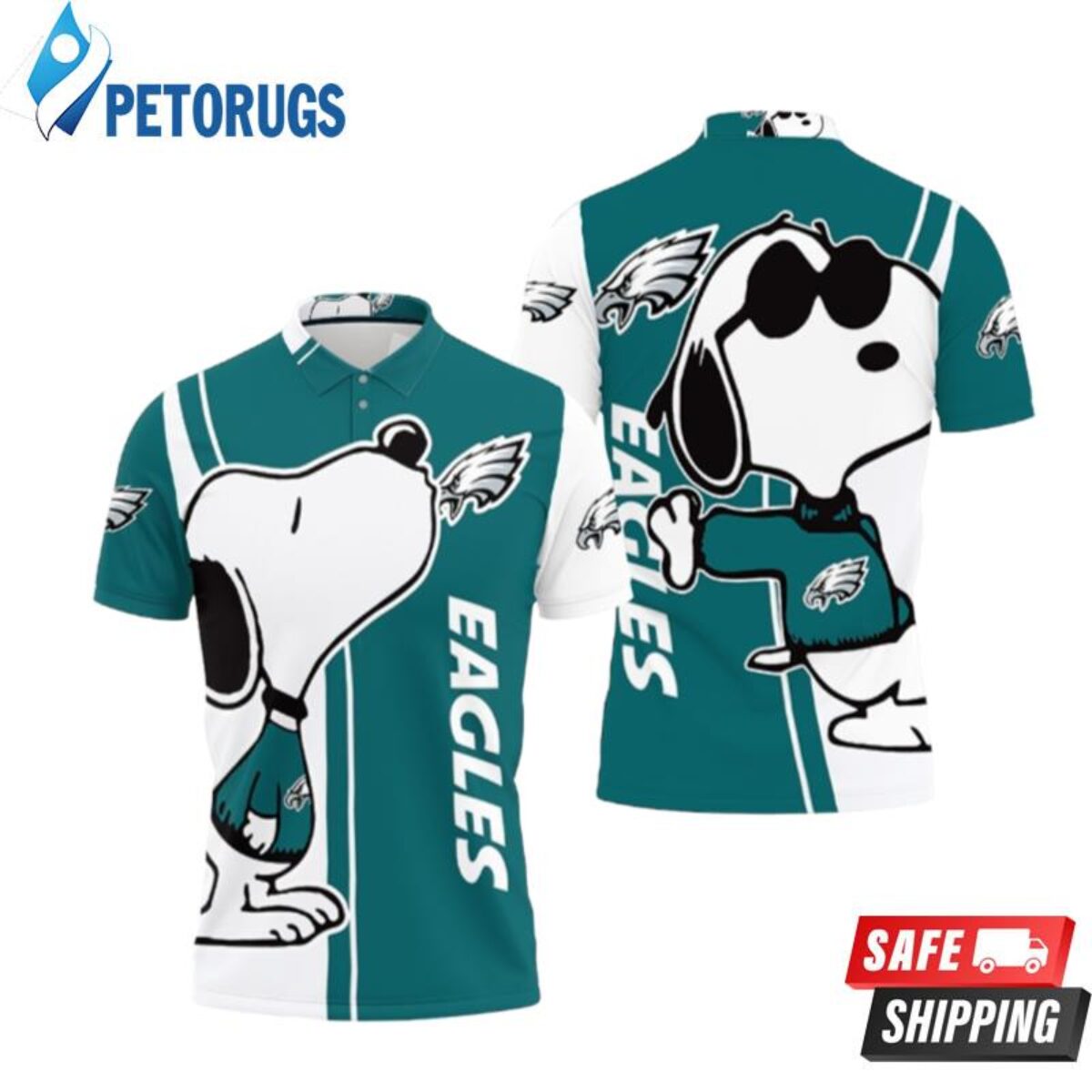 Philadelphia Eagles Snoopy Printed Personalized Polo Shirts - Peto Rugs