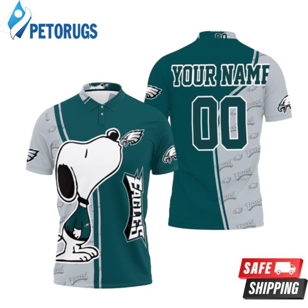 Philadelphia Eagles Snoopy Printed Personalized Polo Shirts - Peto