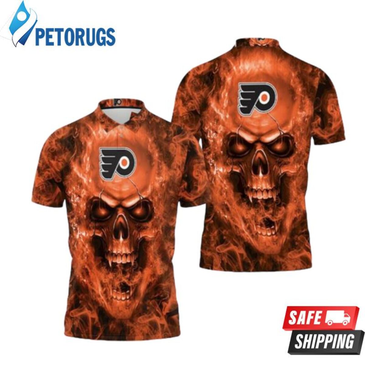 Philadelphia Flyers Nhl Fans Skull 3D All Over Print Polo Shirt