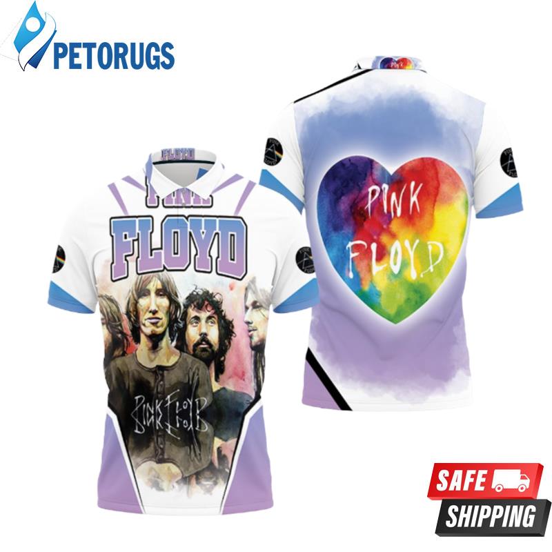 Pink Floyd Rainbow Heart Purple Polo Shirts