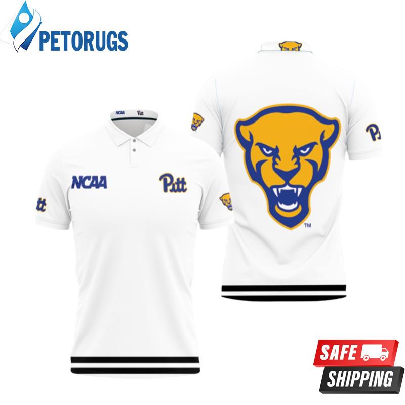 Pittsburgh Panthers Ncaa Classic White With Mascot Logo Polo Shirts