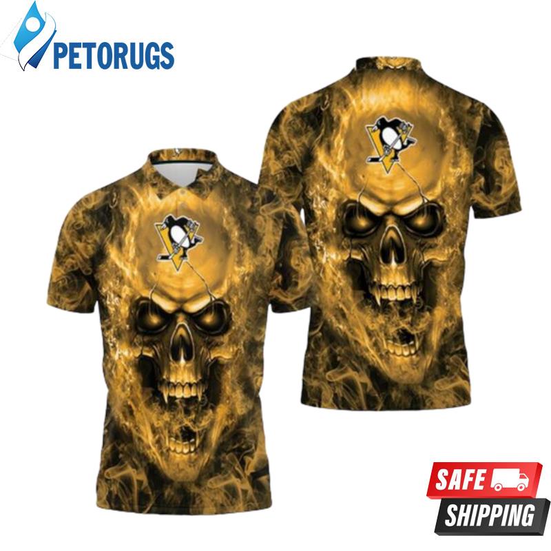 Pittsburgh Penguins Nhl Fans Skull Polo Shirts