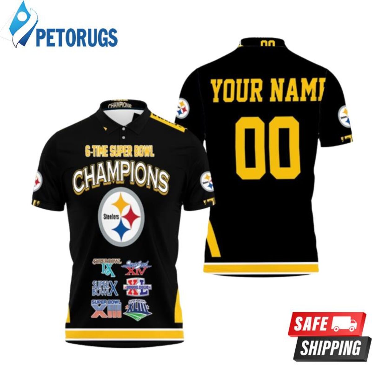 Pittsburgh Steelers 6-time Super Bowl Champions For Fans Personalized Polo  Shirts - Peto Rugs