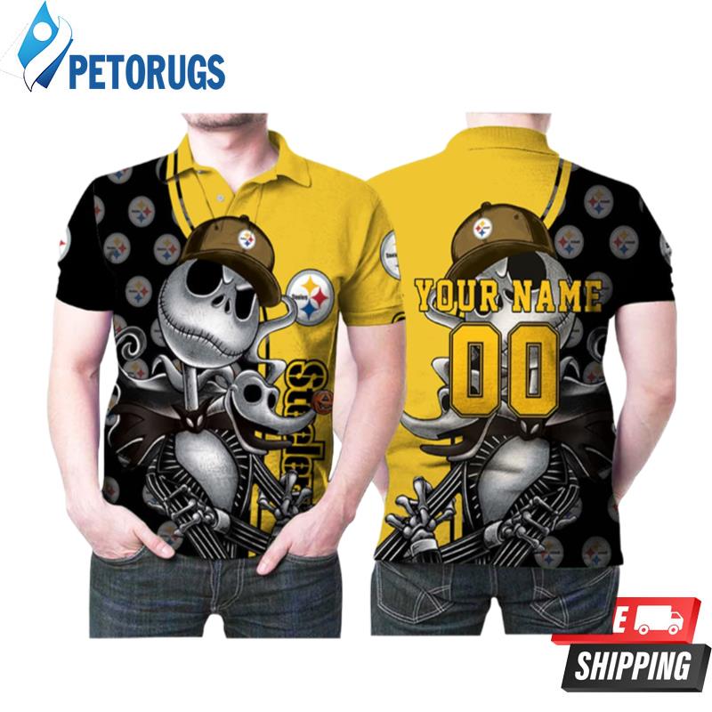Pittsburgh Steelers America Football Team Nfl Logo Jack Skellington Personalzied Custom Name Pittsburgh Steelers Fans Lovers Polo Shirts