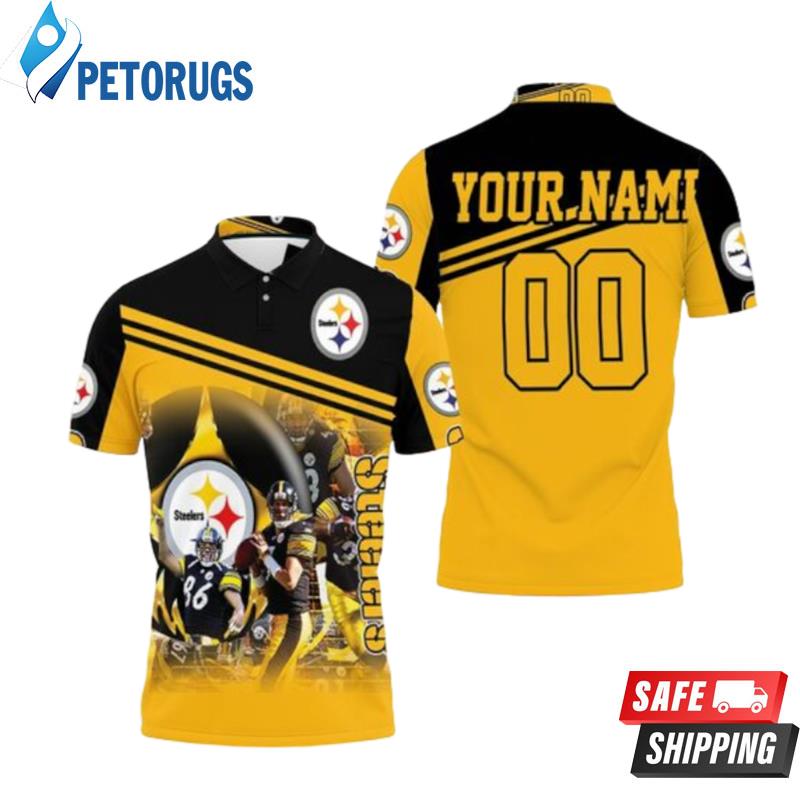 Pittsburgh Steelers Great Players 2020 Nfl Season American Flag Black And Yellow Personalized Polo Shirts