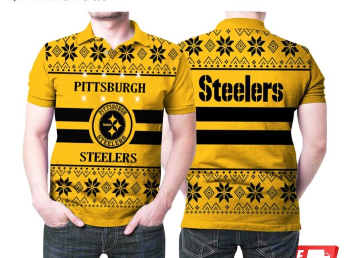 Pittsburgh Steelers Light Up Ugly Christmas Printed Polo Shirts - Peto Rugs