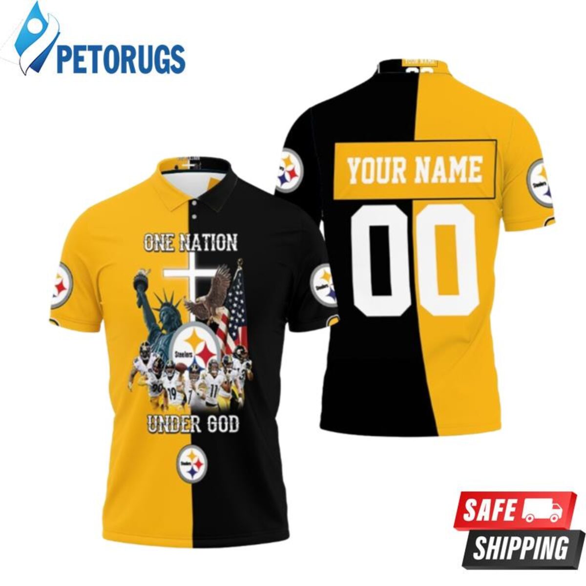 Pittsburgh Steelers One Nation Under God Great Players Team 2020 Nfl  Personalized Polo Shirts - Peto Rugs