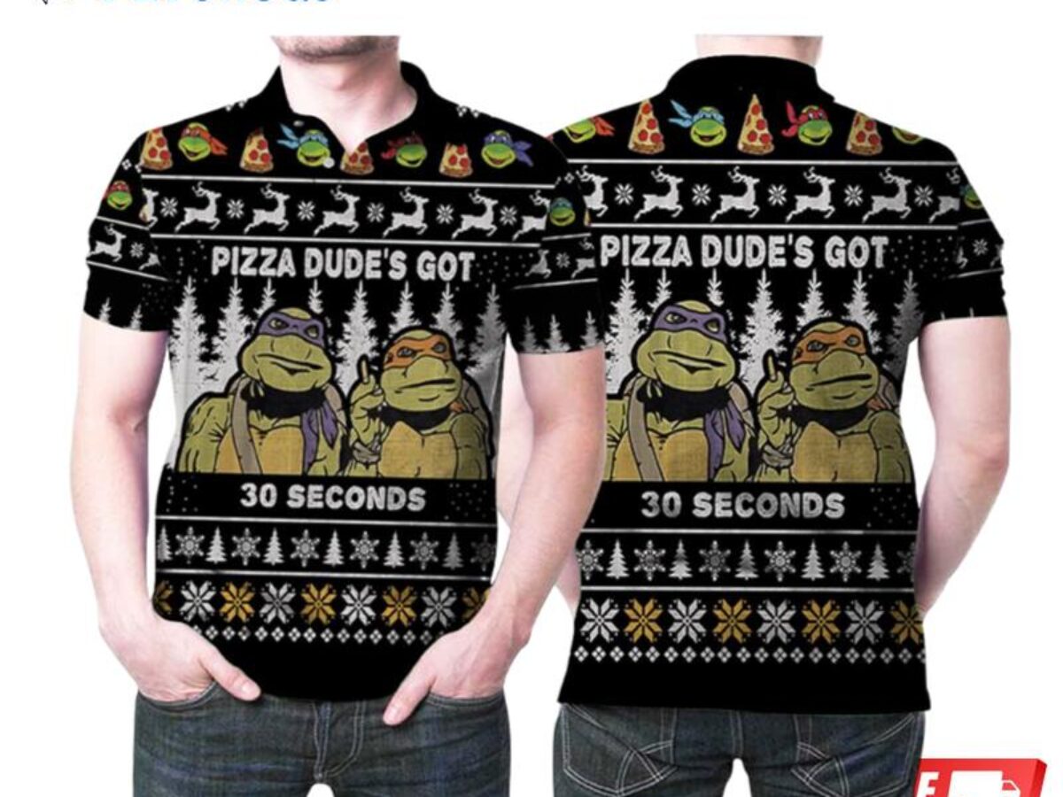 Pizza Dudes Got 30 Seconds Ninja Turtle Ugly Christmas Polo Shirts