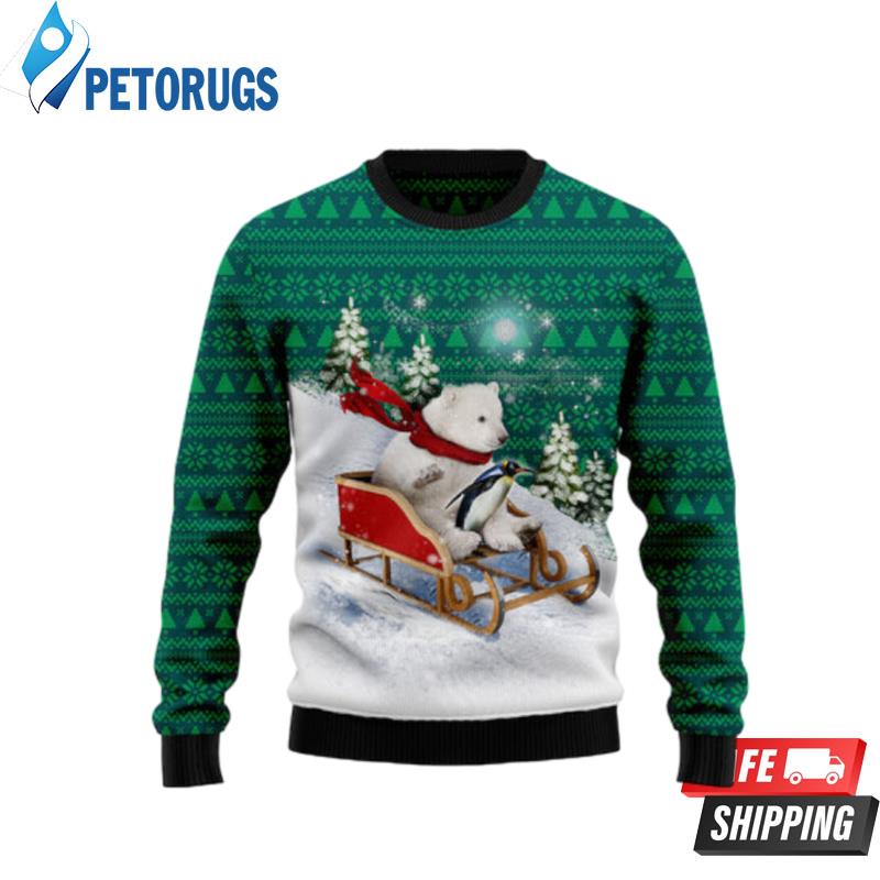 Polar Bear Sleigh Ugly Christmas Sweaters