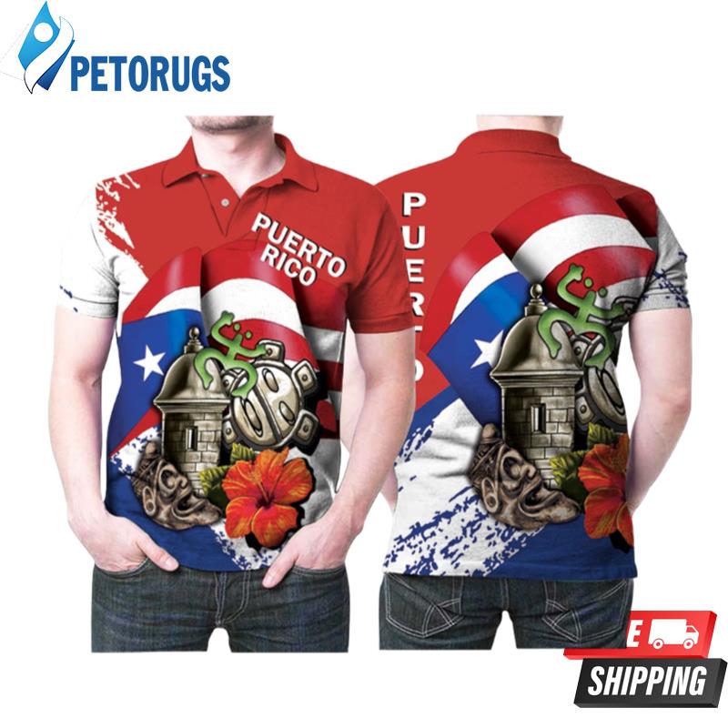 Puerto Rico Maori Pattern Symbols Printed Polo Shirts