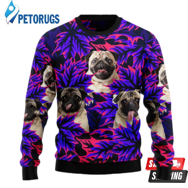 Pug Leaves Ugly Christmas Sweaters