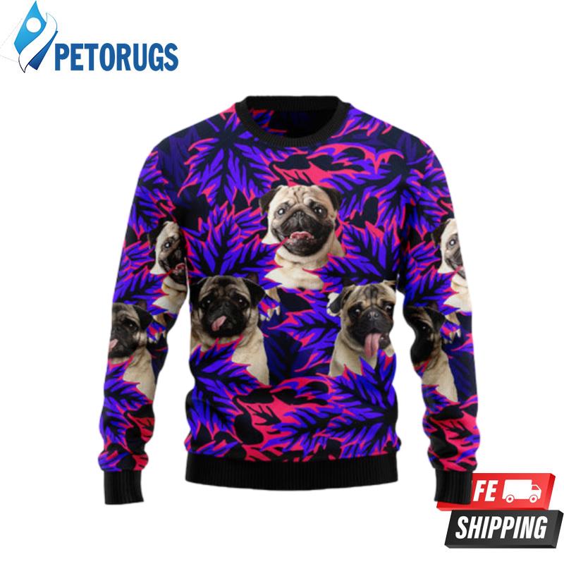 Pug Leaves Ugly Christmas Sweaters