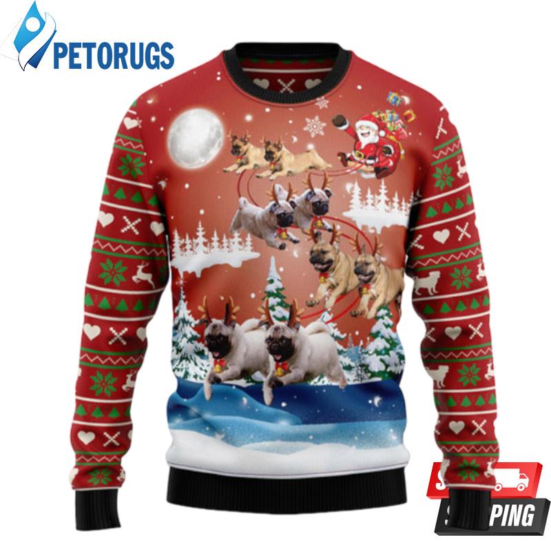 Pug Reindeer Ugly Christmas Sweaters