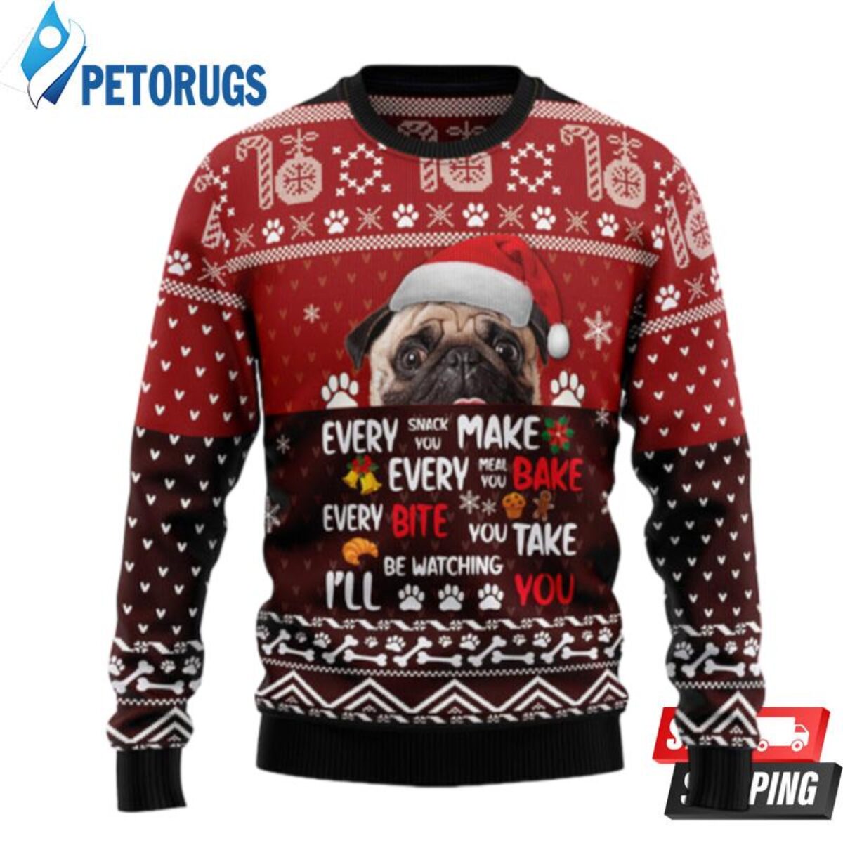 Pug christmas sale sweaters