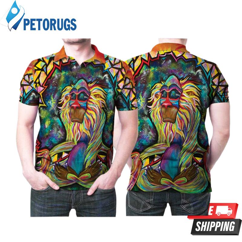 Rafiki Tie Dye Lion King Oil Painting Style Polo Shirts