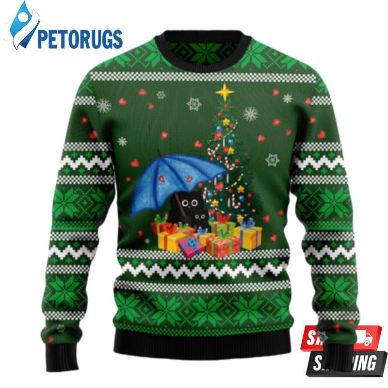 Rain With Love Black Cat Ugly Christmas Sweaters