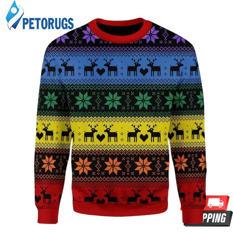 Rainbow Deer Lgbt Ugly Christmas Sweaters