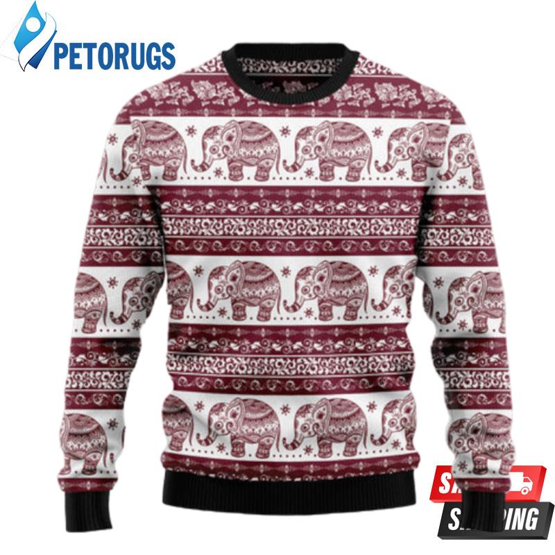 Red Elephant Mandala Ugly Christmas Sweaters
