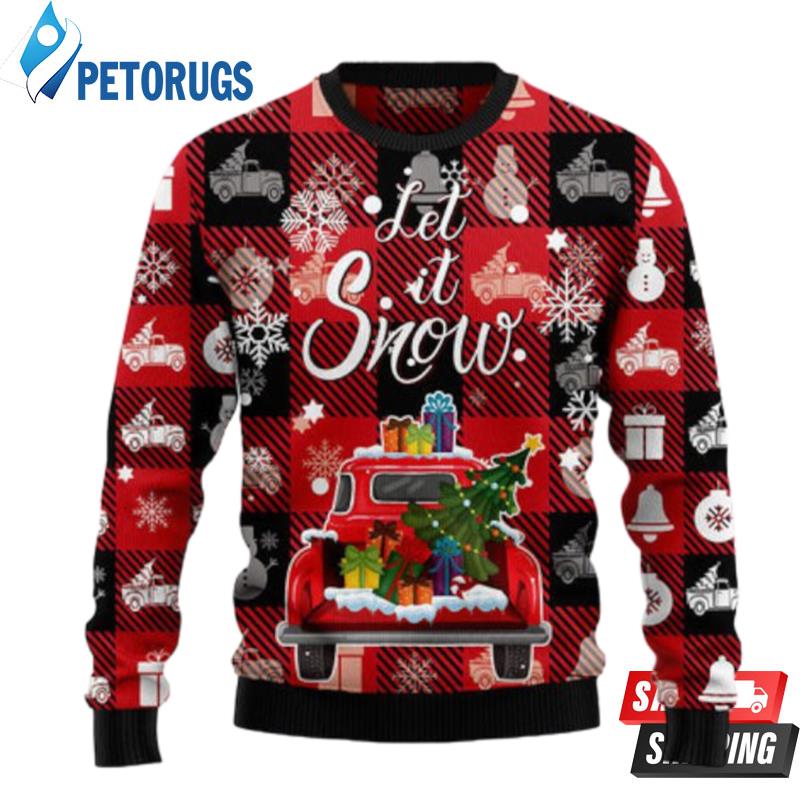 Red Truck Let It Snow Ugly Christmas Sweaters