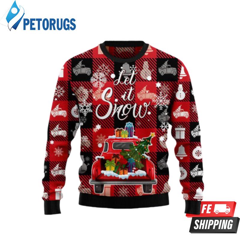 Red Truck Let It Snow Ugly Christmas Sweaters