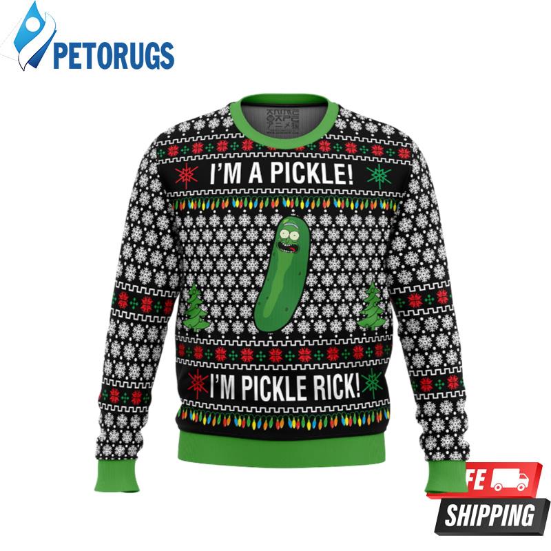 Rick and Morty Pickle Rick Ugly Christmas Sweaters