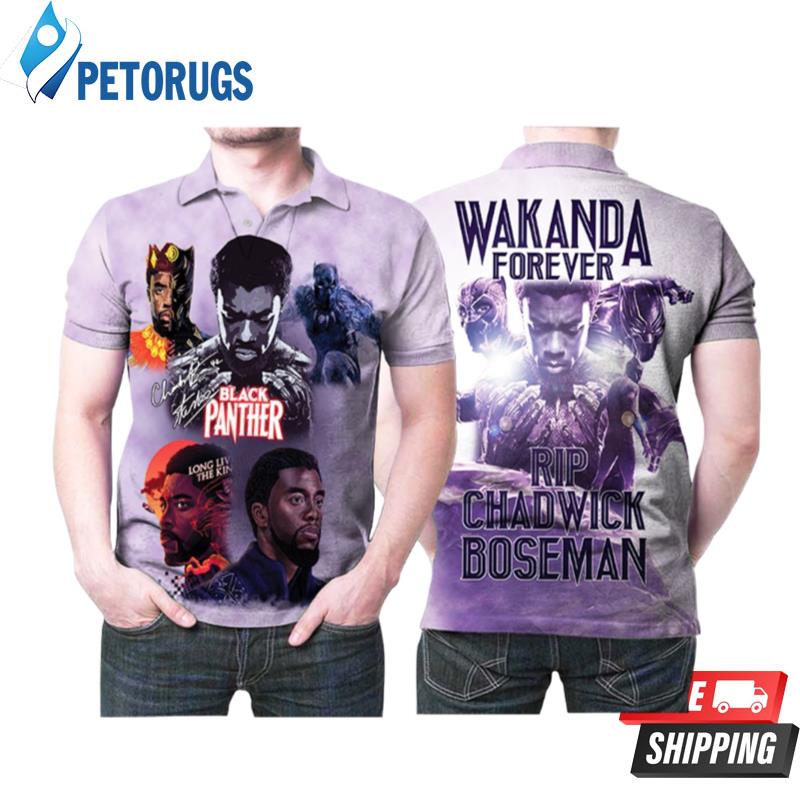 Rip Chadwick Boseman Black Panther Wakanda Forever Rest In Peace Memorial Polo Shirts