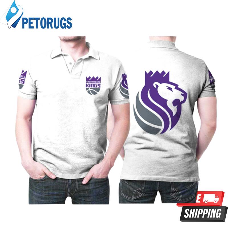 Sacramento Kings Basketball Classic Mascot Logo Gift For Kings Fans White Polo Shirts