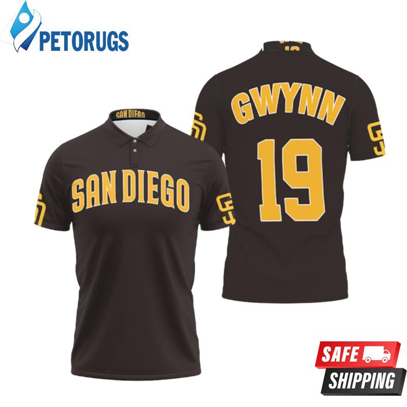 San Diego Padres Tony Gwynn 19 Mlb Dark Brown Inspired Style Polo Shirts -  Peto Rugs