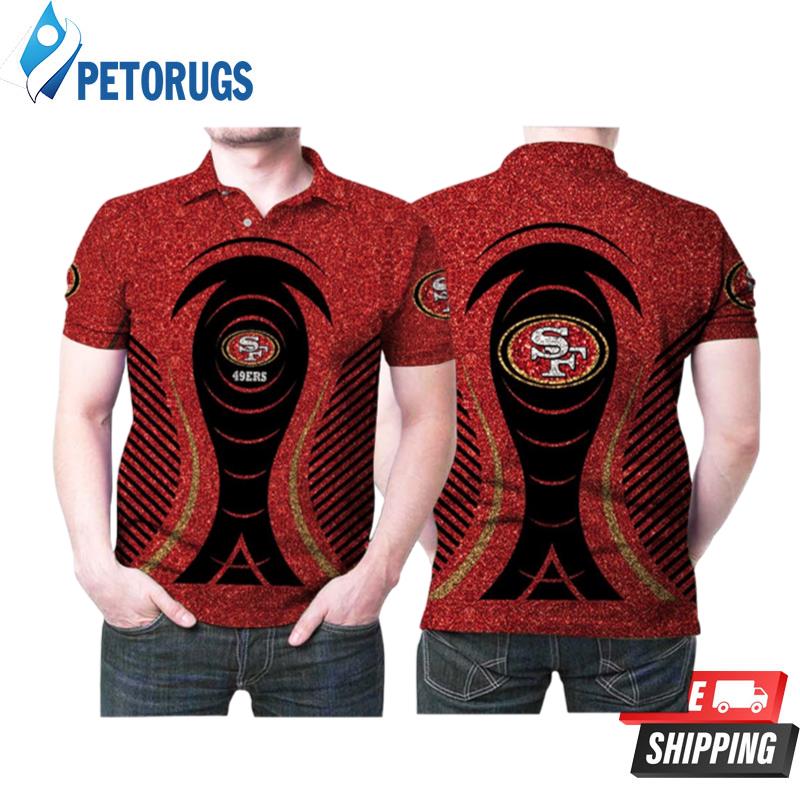 San Francisco 49ers Red Glitter Pattern Polo Shirts