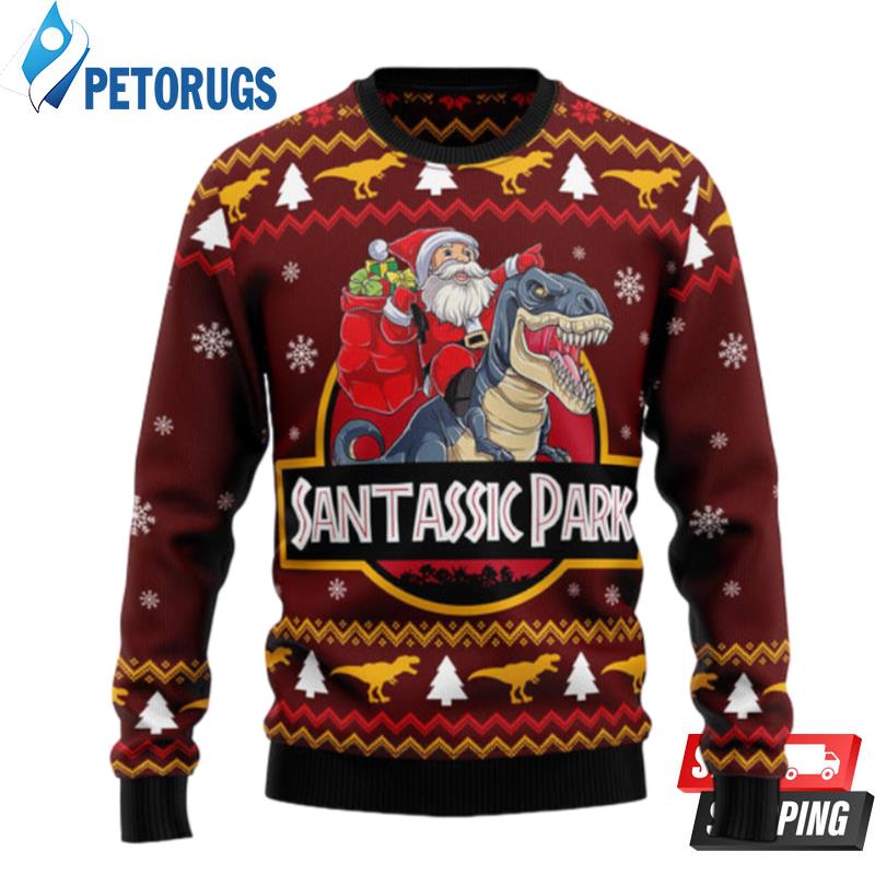 Santa And T Rex Ugly Christmas Sweaters