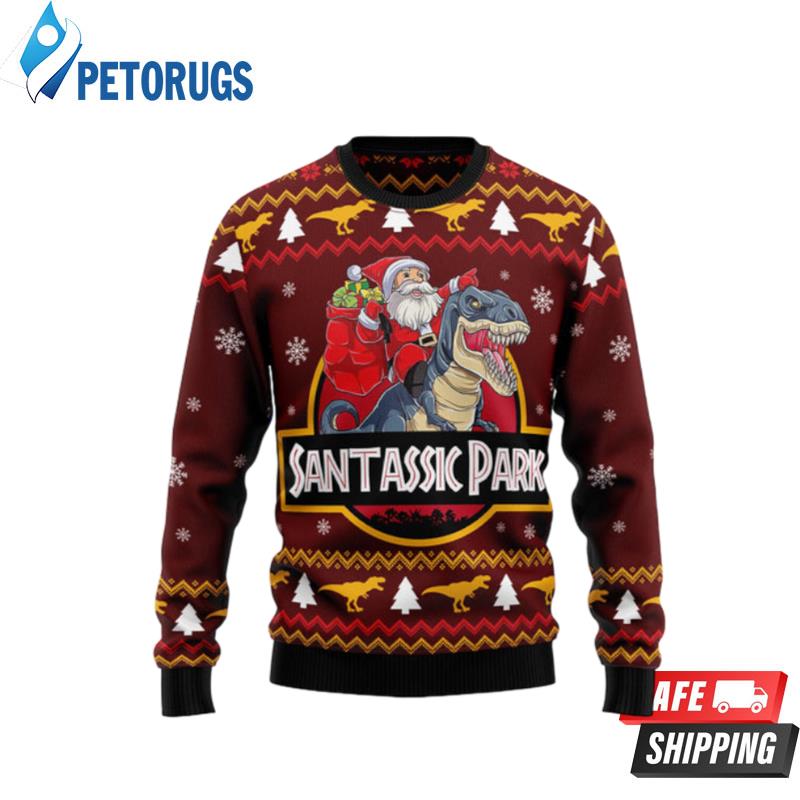 Santa And T Rex Ugly Christmas Sweaters