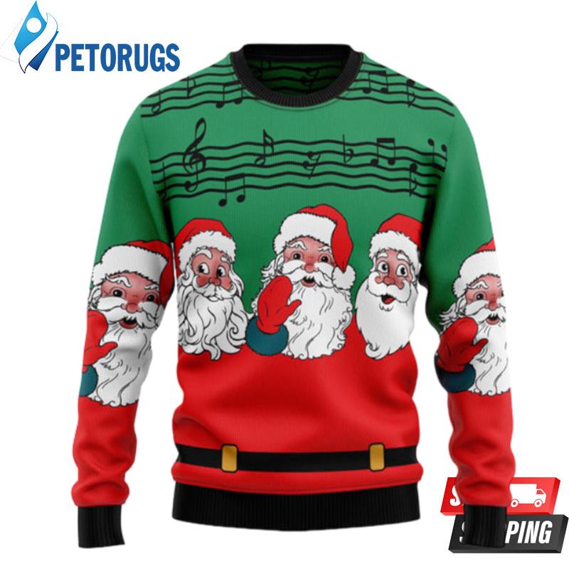 Santa Claus And Music Notes Ugly Christmas Sweaters