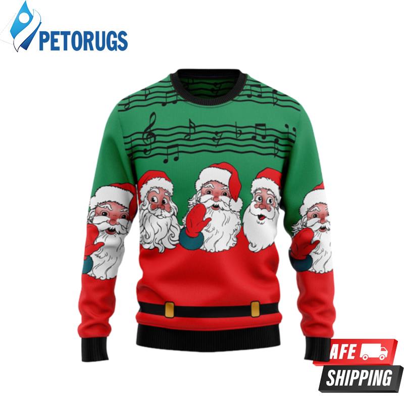 Santa Claus And Music Notes Ugly Christmas Sweaters