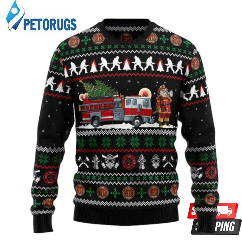 Santa Claus Firefighter Ugly Christmas Sweaters