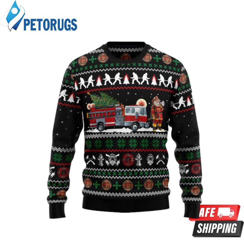 Santa Claus Firefighter Ugly Christmas Sweaters