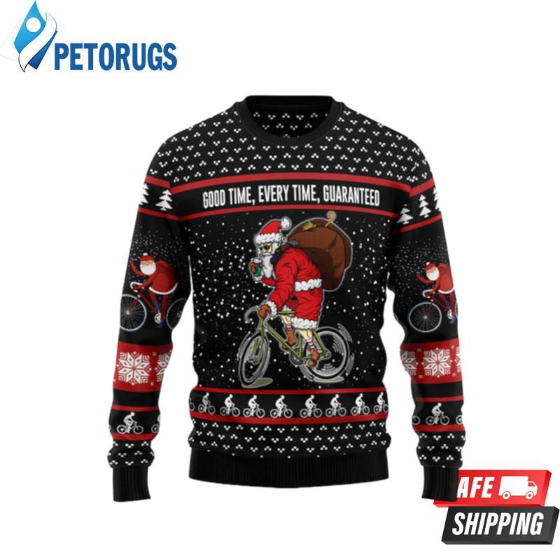 Santa Claus Love Biking Ugly Christmas Sweaters