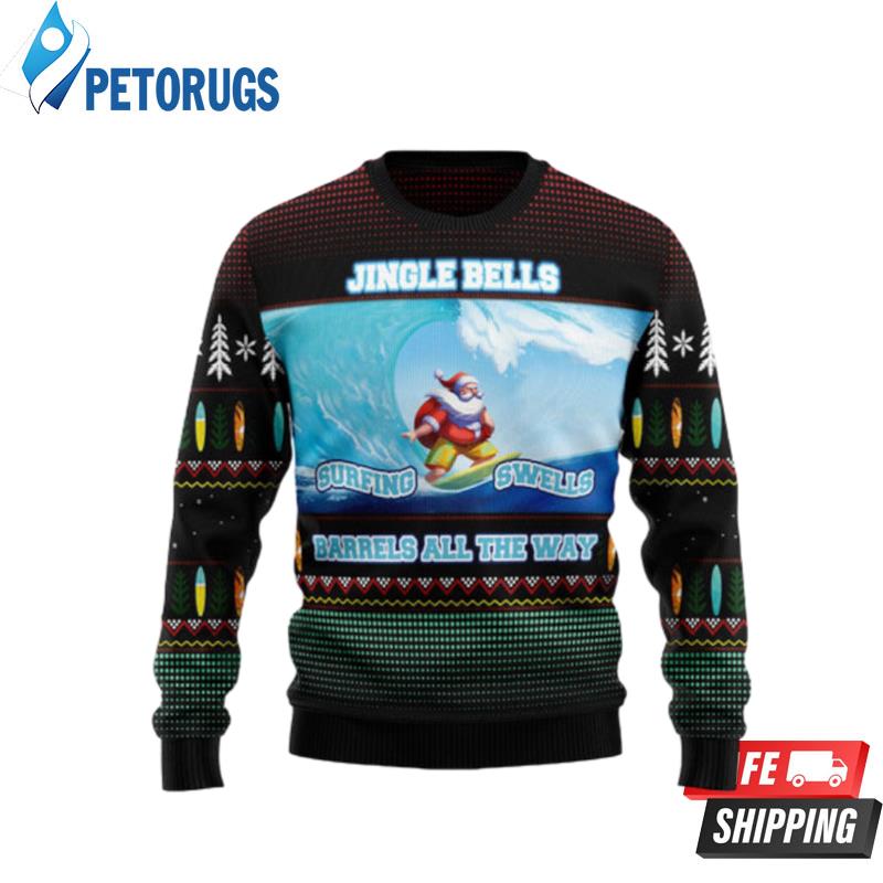 Santa Claus Surfing Ugly Christmas Sweaters