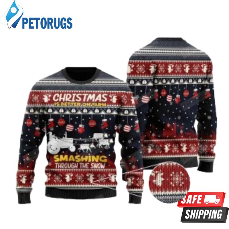 Santa Claus With Reindeer Cow Ugly Christmas Sweaters