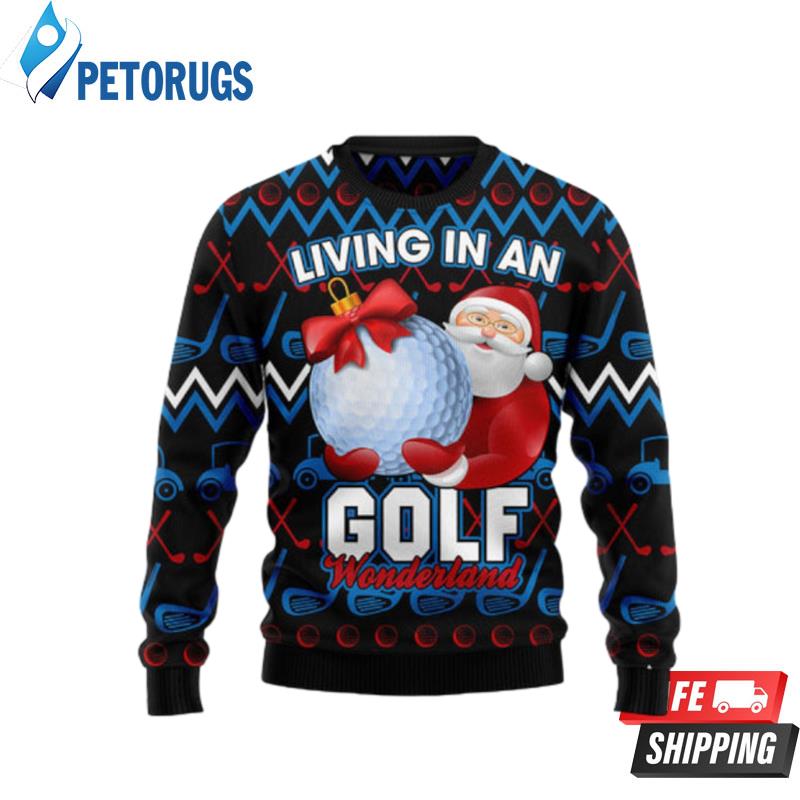 Santa Clause Golf Wonderland Ugly Christmas Sweaters